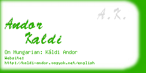 andor kaldi business card