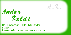 andor kaldi business card